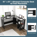 Modern L-Shaped Computer Desk with Shelves-Black by LJGDeals