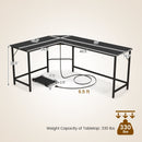 L-Shaped Computer Desk with CPU Stand Power Outlets and USB Ports