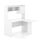 L-Shaped Desk Corner Computer Desk with Open Storage Hutch and Cabinet-White by LJGDeals
