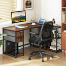 L Shaped Desk with Charging Station Corner Computer Desk with 2 Fabric Drawers by LJGDeals