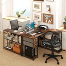 L Shaped Desk with Charging Station Corner Computer Desk with 2 Fabric Drawers by LJGDeals