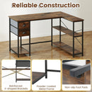 L Shaped Desk with Charging Station Corner Computer Desk with 2 Fabric Drawers by DirectDeals