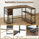 L Shaped Desk with Charging Station Corner Computer Desk with 2 Fabric Drawers by LJGDeals