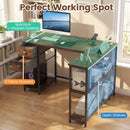L Shaped Desk with Charging Station Corner Computer Desk with 2 Fabric Drawers by LJGDeals