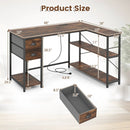L Shaped Desk with Charging Station Corner Computer Desk with 2 Fabric Drawers by DirectDeals
