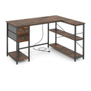 L Shaped Desk with Charging Station Corner Computer Desk with 2 Fabric Drawers by DirectDeals