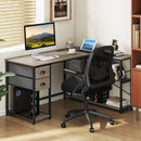 L Shaped Desk with Charging Station Corner Computer Desk with 2 Fabric Drawers by DirectDeals