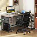 L Shaped Desk with Charging Station Corner Computer Desk with 2 Fabric Drawers by LJGDeals