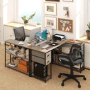 L Shaped Desk with Charging Station Corner Computer Desk with 2 Fabric Drawers by LJGDeals