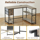 L Shaped Desk with Charging Station Corner Computer Desk with 2 Fabric Drawers by LJGDeals