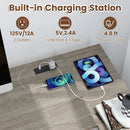 L Shaped Desk with Charging Station Corner Computer Desk with 2 Fabric Drawers by LJGDeals