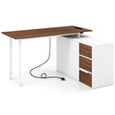 L-Shaped Desk with File Cabinet and Power Outlet Reversible Corner Computer Desk by LJGDeals