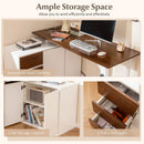 L-Shaped Desk with File Cabinet and Power Outlet Reversible Corner Computer Desk by DirectDeals