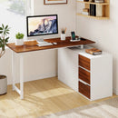 L-Shaped Desk with File Cabinet and Power Outlet Reversible Corner Computer Desk by LJGDeals