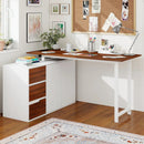 L-Shaped Desk with File Cabinet and Power Outlet Reversible Corner Computer Desk by LJGDeals