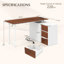 L-Shaped Desk with File Cabinet and Power Outlet Reversible Corner Computer Desk by LJGDeals