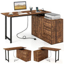 L-Shaped Desk with File Cabinet and Power Outlet Reversible Corner Computer Desk by DirectDeals