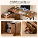 L-Shaped Desk with File Cabinet and Power Outlet Reversible Corner Computer Desk by LJGDeals