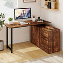 L-Shaped Desk with File Cabinet and Power Outlet Reversible Corner Computer Desk by DirectDeals