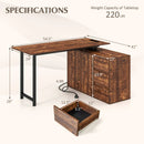 L-Shaped Desk with File Cabinet and Power Outlet Reversible Corner Computer Desk by LJGDeals
