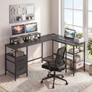 L Shaped Desk with Power Outlet Reversible Computer Desk with Monitor Stands by DirectDeals