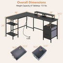 L Shaped Desk with Power Outlet Reversible Computer Desk with Monitor Stands by LJGDeals