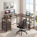 L-Shaped Desk with Power Outlet and Monitor Stands by LJGDeals