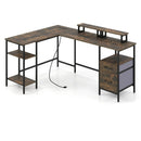 L-Shaped Desk with Power Outlet and Monitor Stands by LJGDeals