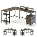 L-Shaped Desk with Power Outlet and Monitor Stands by DirectDeals