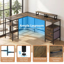 L-Shaped Desk with Power Outlet and Monitor Stands by LJGDeals