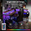 L-Shaped Gaming Desk with LED Lights and Power Outlets Home Office Computer Desk by LJGDeals