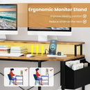 L-Shaped Gaming Desk with LED Lights and Power Outlets by LJGDeals