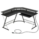 L-shaped Computer Desk with Power Outlet and Monitor Stand by DirectDeals