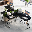 L-shaped Computer Desk with Power Outlet and Monitor Stand by DirectDeals