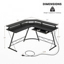 L-shaped Computer Desk with Power Outlet and Monitor Stand by DirectDeals