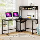 L-shaped Desk with Power Outlet Hutch by LJGDeals