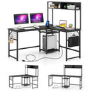 L-shaped Desk with Power Outlet Hutch by LJGDeals