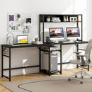 L-shaped Desk with Power Outlet Hutch by LJGDeals