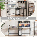 L-shaped Desk with Power Outlet Hutch by LJGDeals