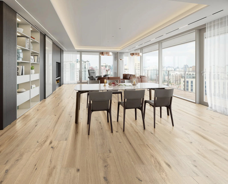 Ladera European Oak Wirebrushed Engineered Hardwood 8.65x0.625" - Silver Tan