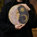 Lady Moon Wall Decor | Celestial Metal Wall Art | Gold Accent Moon Sign