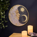 Lady Moon Wall Decor | Celestial Metal Wall Art | Gold Accent Moon Sign