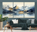 Lake Abstract Mountain Wall Art Canvas Print