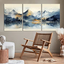 Lake Abstract Mountain Wall Art Canvas Print