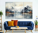 Lake Mountain Abstract Wall Art, Framed Lake Mountain Modern
