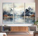 Lake Mountain Abstract Wall Art, Framed Lake Mountain Modern