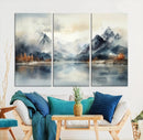 Lake Mountain Abstract Wall Art, Framed Lake Mountain Modern