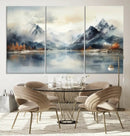 Lake Mountain Abstract Wall Art, Framed Lake Mountain Modern
