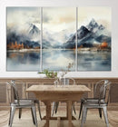 Lake Mountain Abstract Wall Art, Framed Lake Mountain Modern