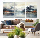 Lake Mountain Abstract Wall Art, Framed Lake Mountain Modern